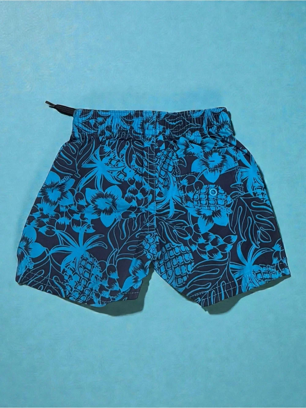 Old Navy Baby Boy‎ Blue Tropical Pineapple Hibiscus Swim Trunks 0-3 Months